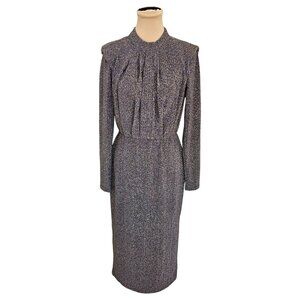 Coster Copenhagen Blue Gold Shiny Long Sleeve Dress Sz 34 XS